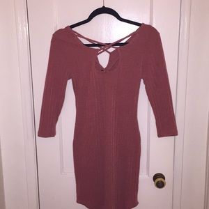 Peach Bodycon Sweater Dress